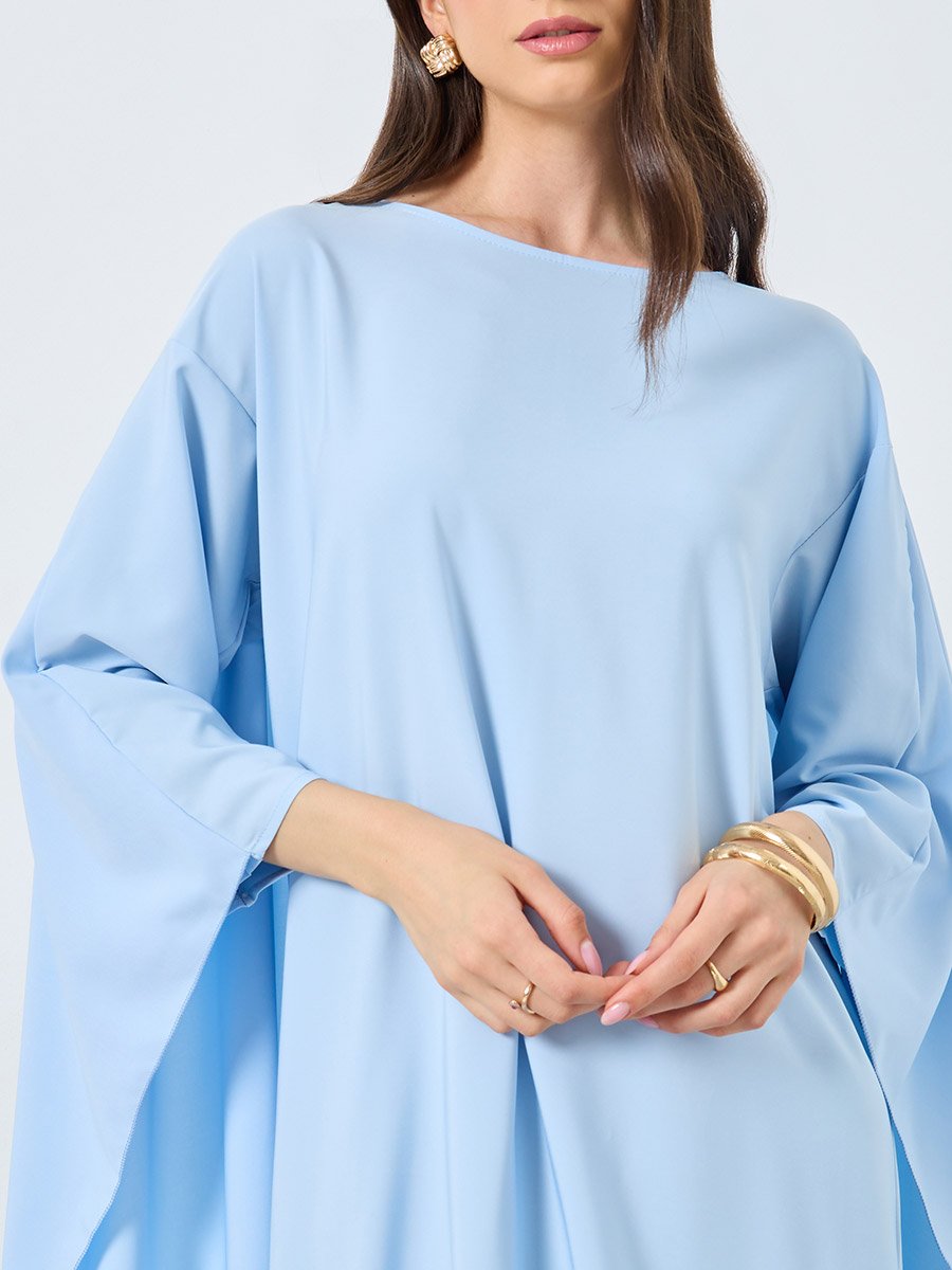 Solid Batwing Sleeve Maxi Kaftan