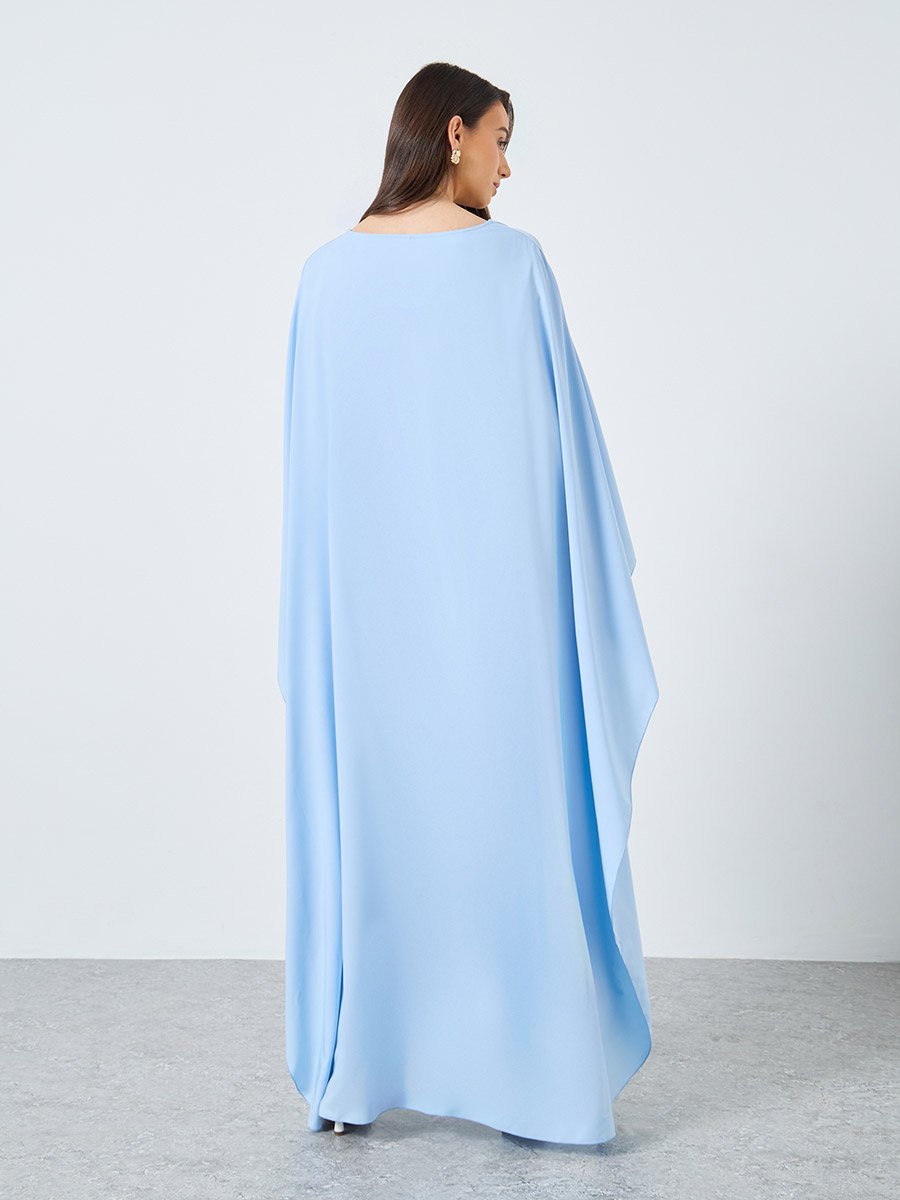 Solid Batwing Sleeve Maxi Kaftan