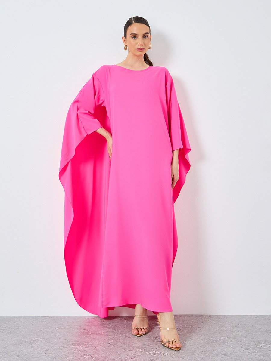 Solid Batwing Sleeve Maxi Kaftan