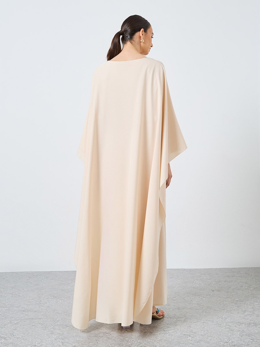 Solid Batwing Sleeve Maxi Kaftan