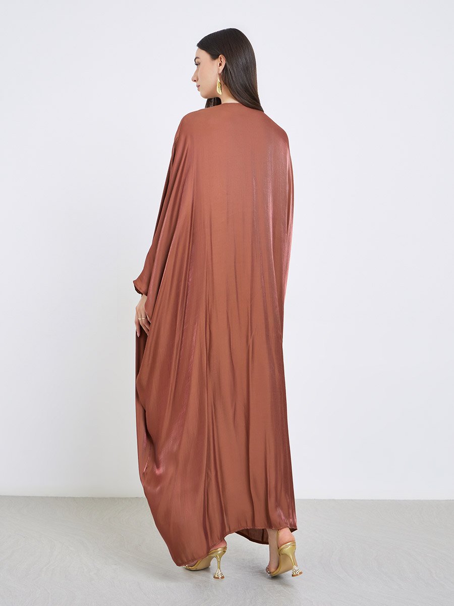 Coffee Brown Batwing Sleeve Abaya