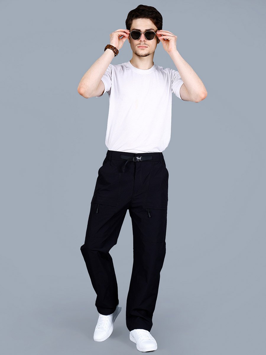 Men Solid Track Pants with Zip Pocket