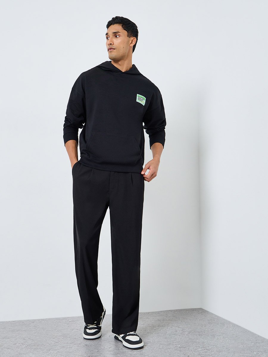 Men Black Padel Club Graphic Terry Hoodie