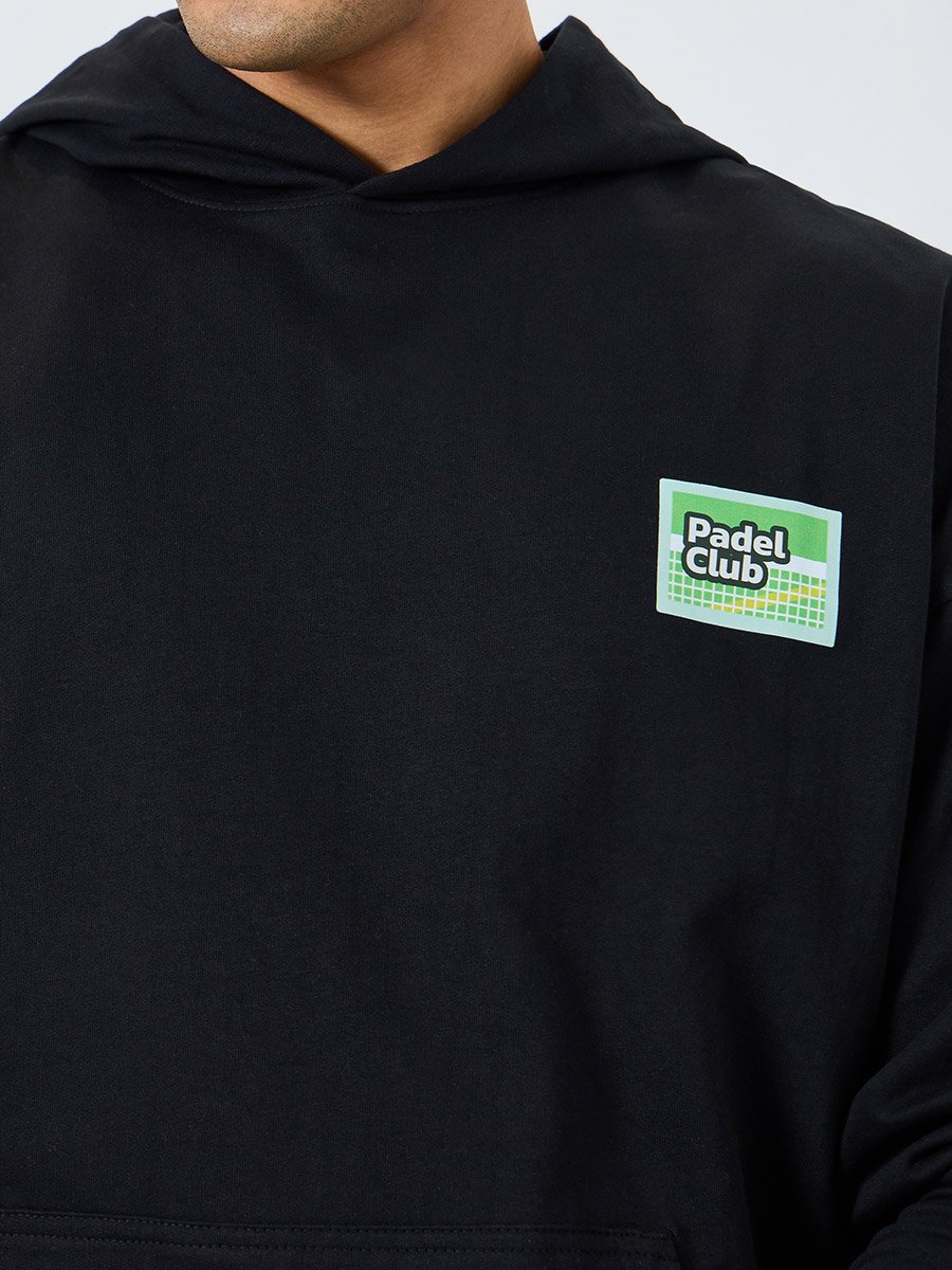 Men Black Padel Club Graphic Terry Hoodie