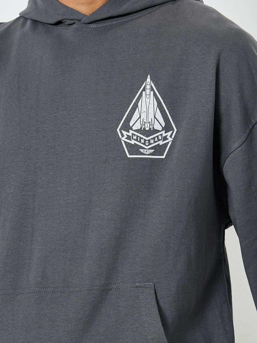 Men Grey Graphic Oversized Hoodie