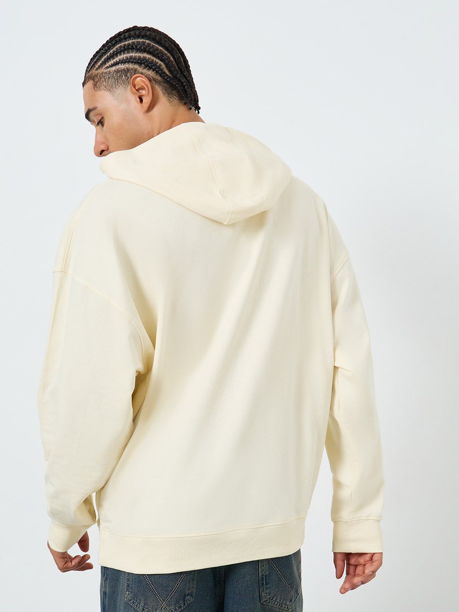 Men Cream Nirvana Graphic Oversized Hoodie