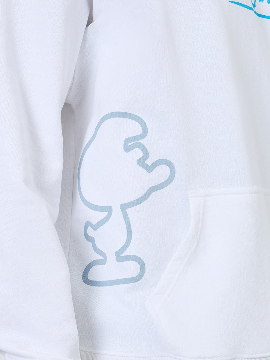 Men White Smurf Graphic Print Hoodie