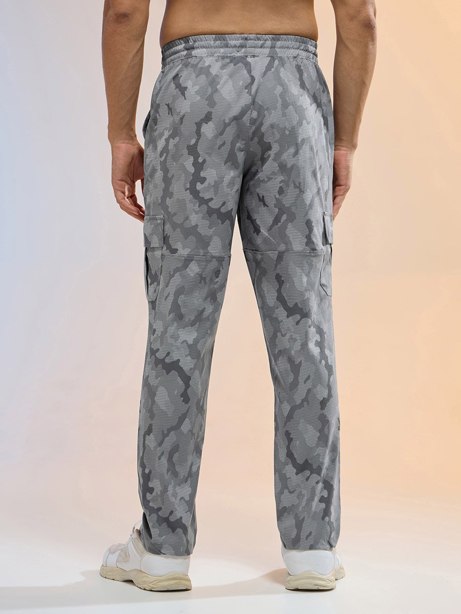 Men Printed Straight Fit Sports Cargo Trackpants