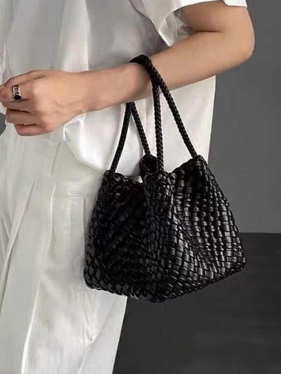 Woven Design Tote Bag with Open Top
