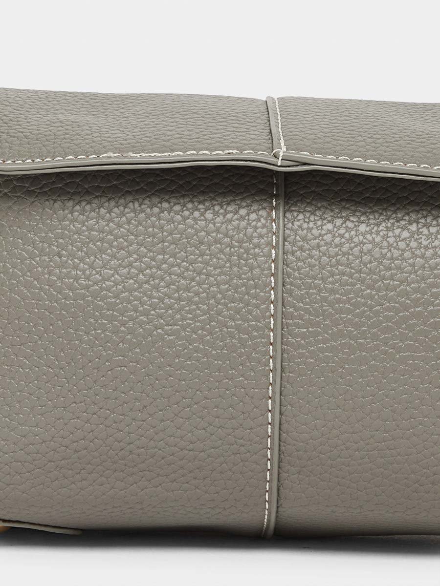 Grey Textured Shoulder Bag with Adjustable Strap
