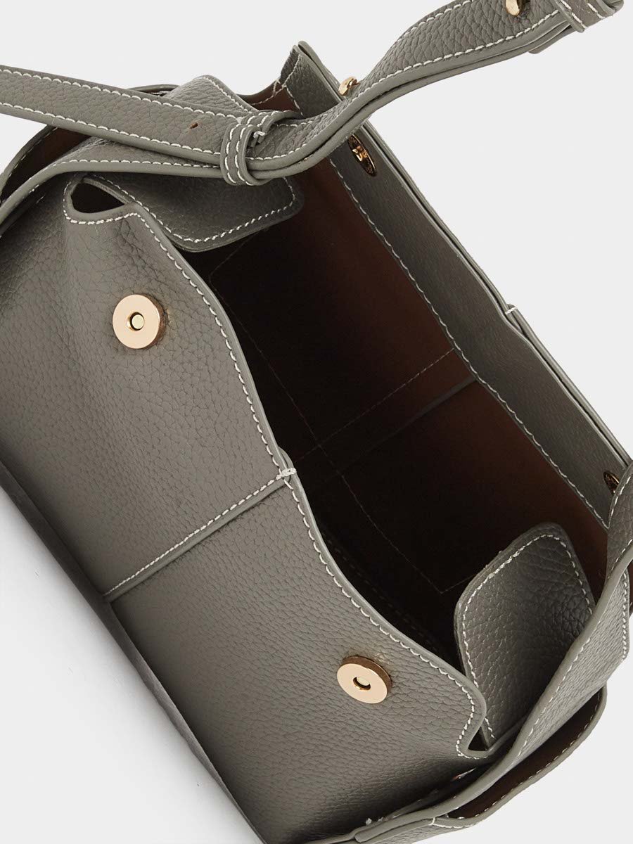 Grey Textured Shoulder Bag with Adjustable Strap