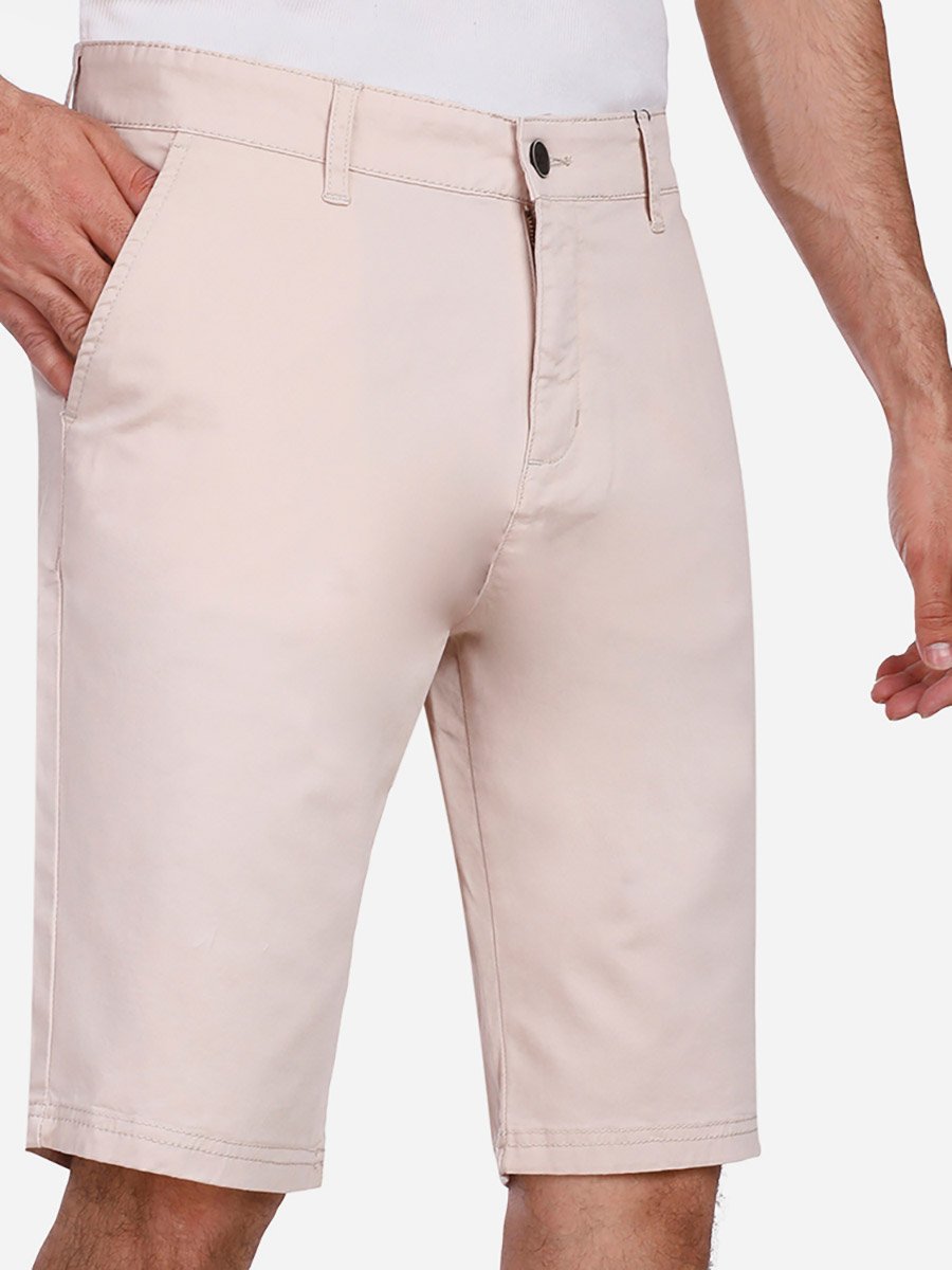 Men Beige Gabardine Shorts