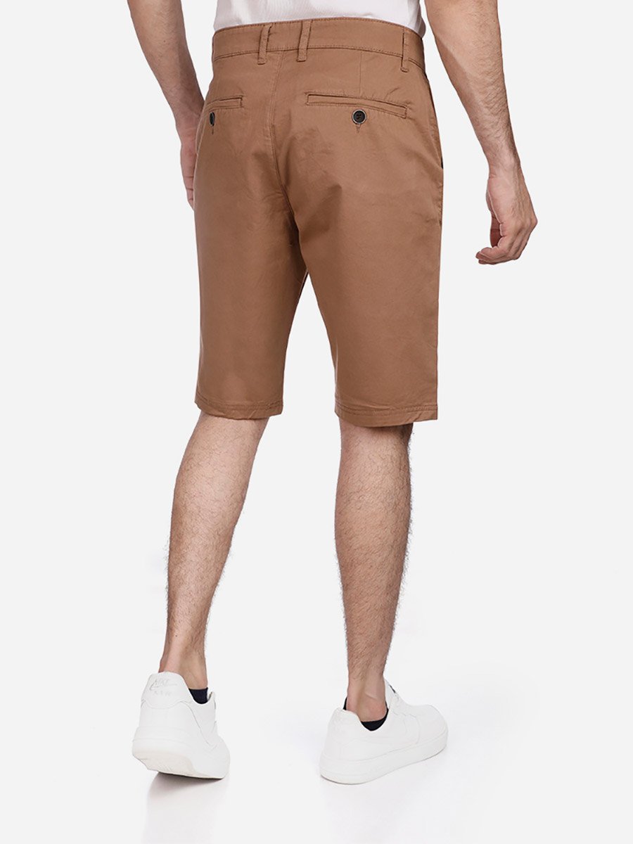 Men Brown Gabardine Shorts