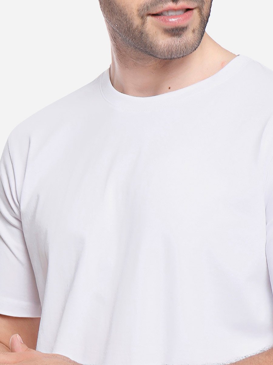 Men White Slim Fit Crew Neck T-Shirt