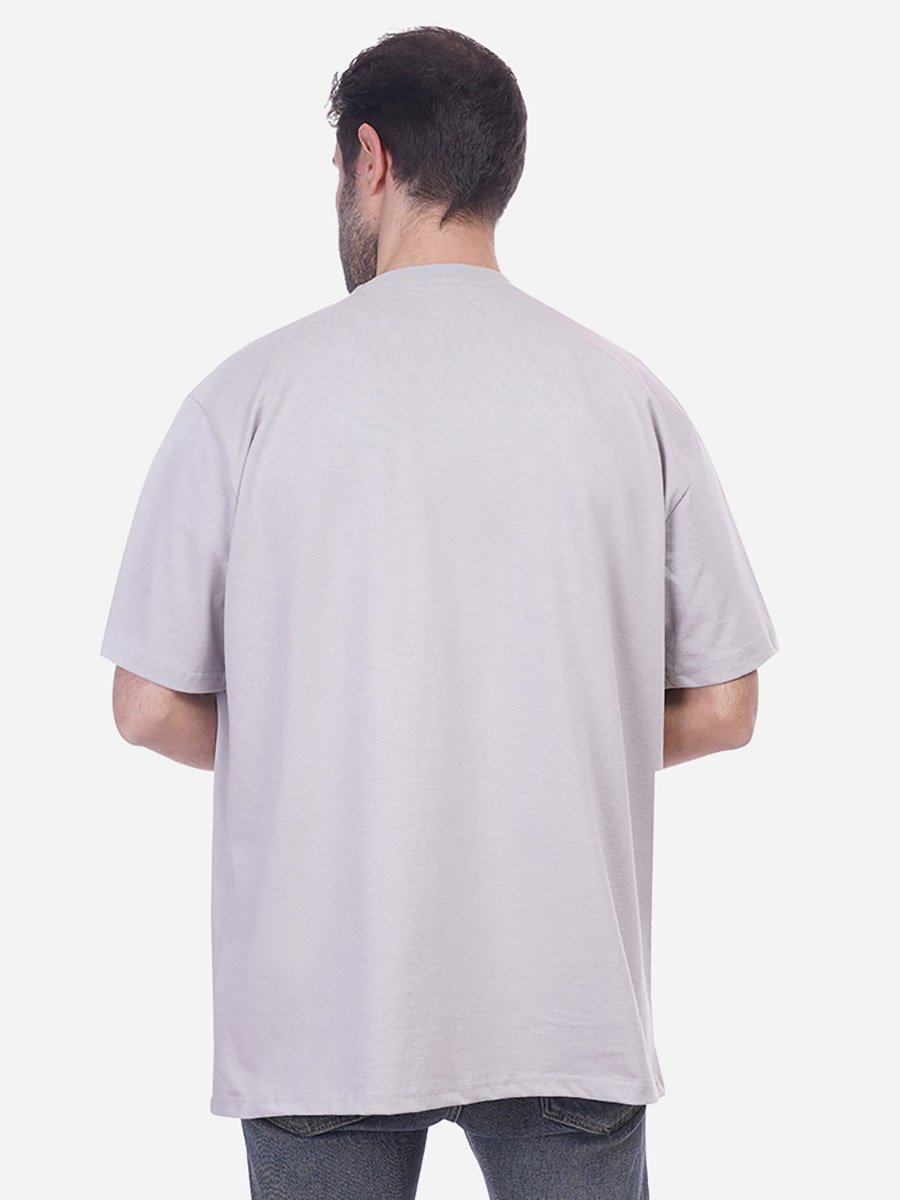 Men Grey Oversized Longline T-Shirt