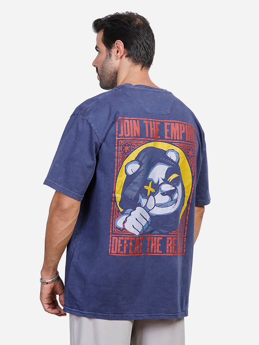 Men Navy Oversized Graphic Print T-Shirt