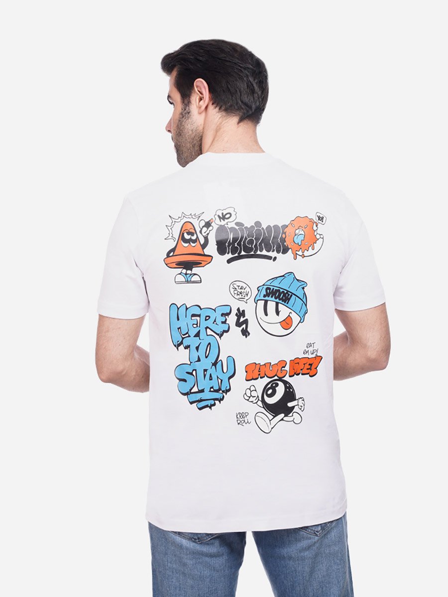 Men White Graphic Crew Neck T-Shirt