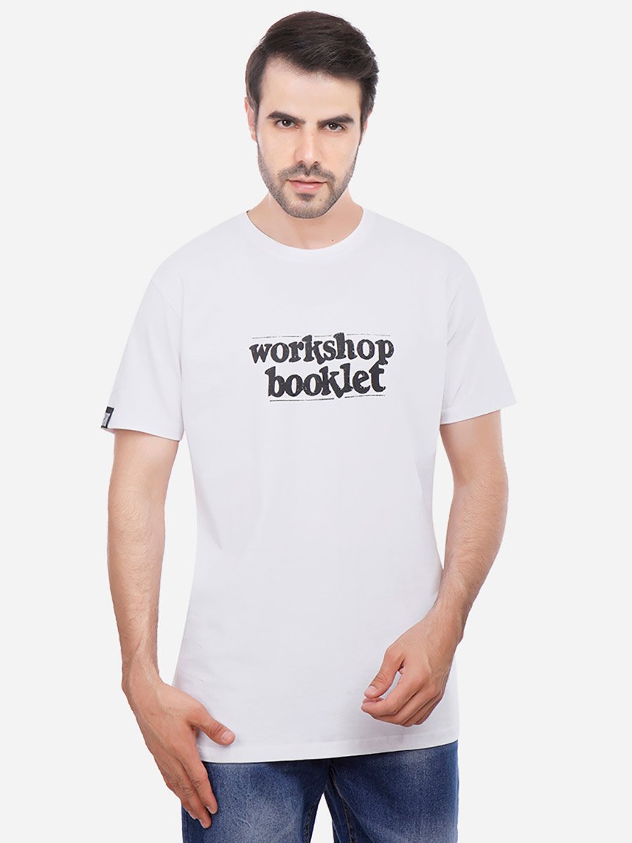 Men White Graphic Print Longline T-Shirt