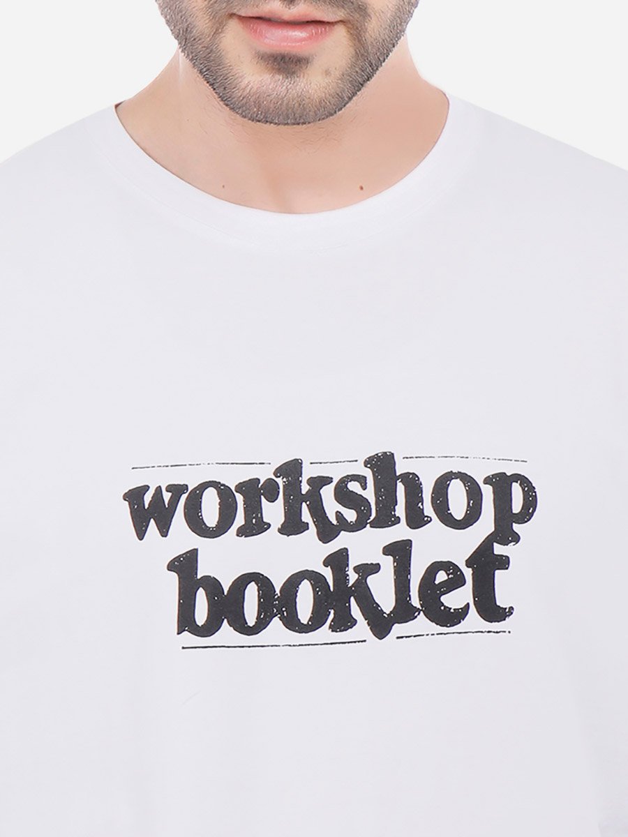 Men White Graphic Print Longline T-Shirt
