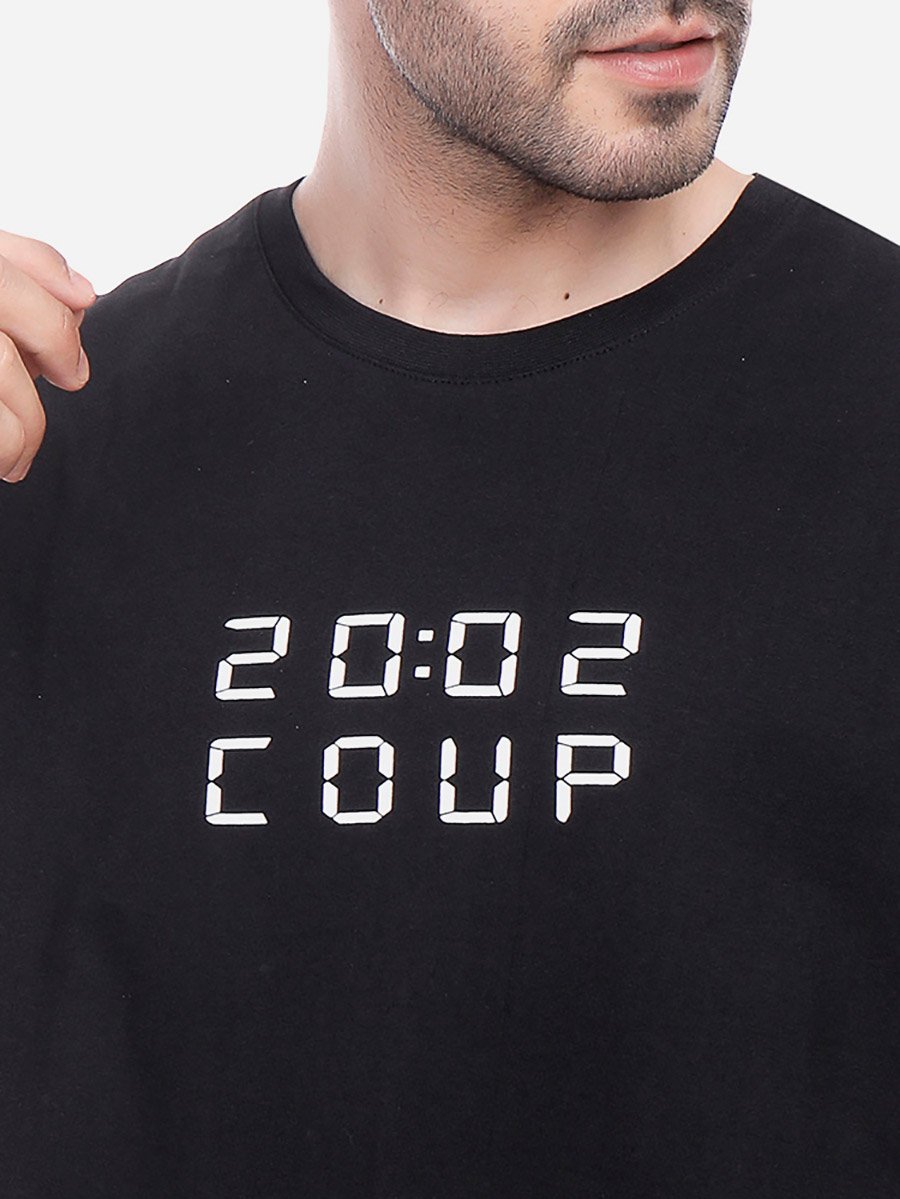 Men Black Oversized Back Graphic T-Shirt
