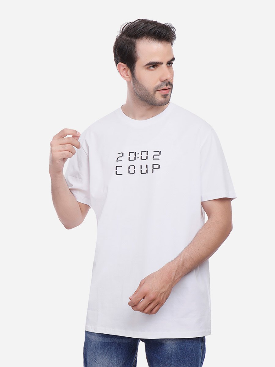 Men White Oversized Back Graphic T-Shirt
