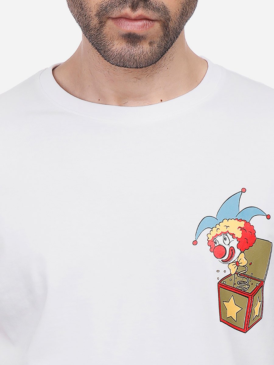 Men White Regular Fit Graphic Print T-Shirt
