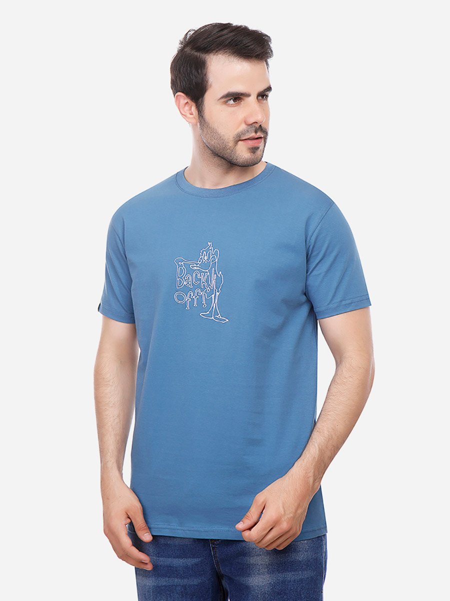Men Blue Slim Fit Crew Neck T-Shirt