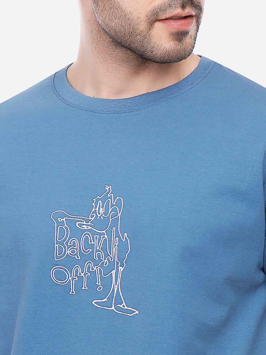Men Blue Slim Fit Crew Neck T-Shirt