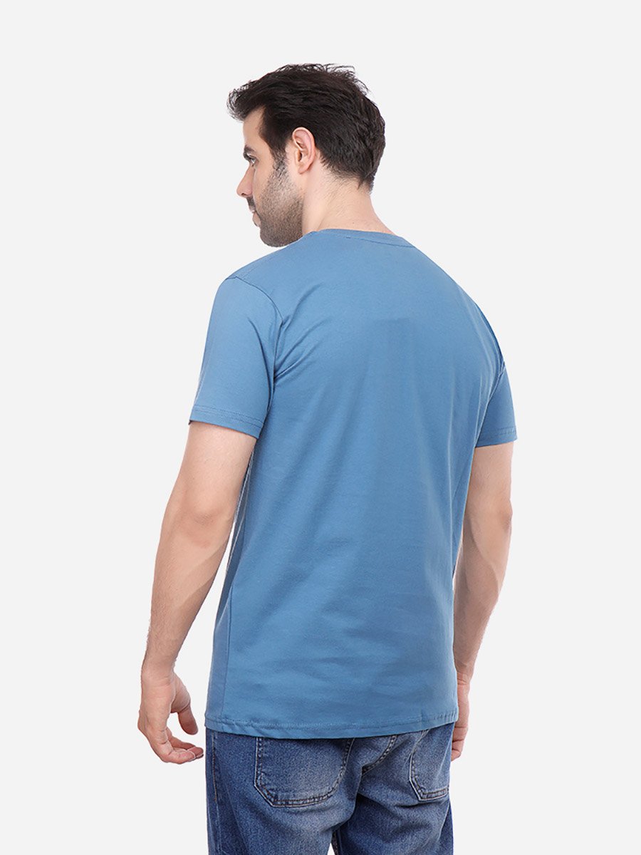Men Blue Slim Fit Crew Neck T-Shirt