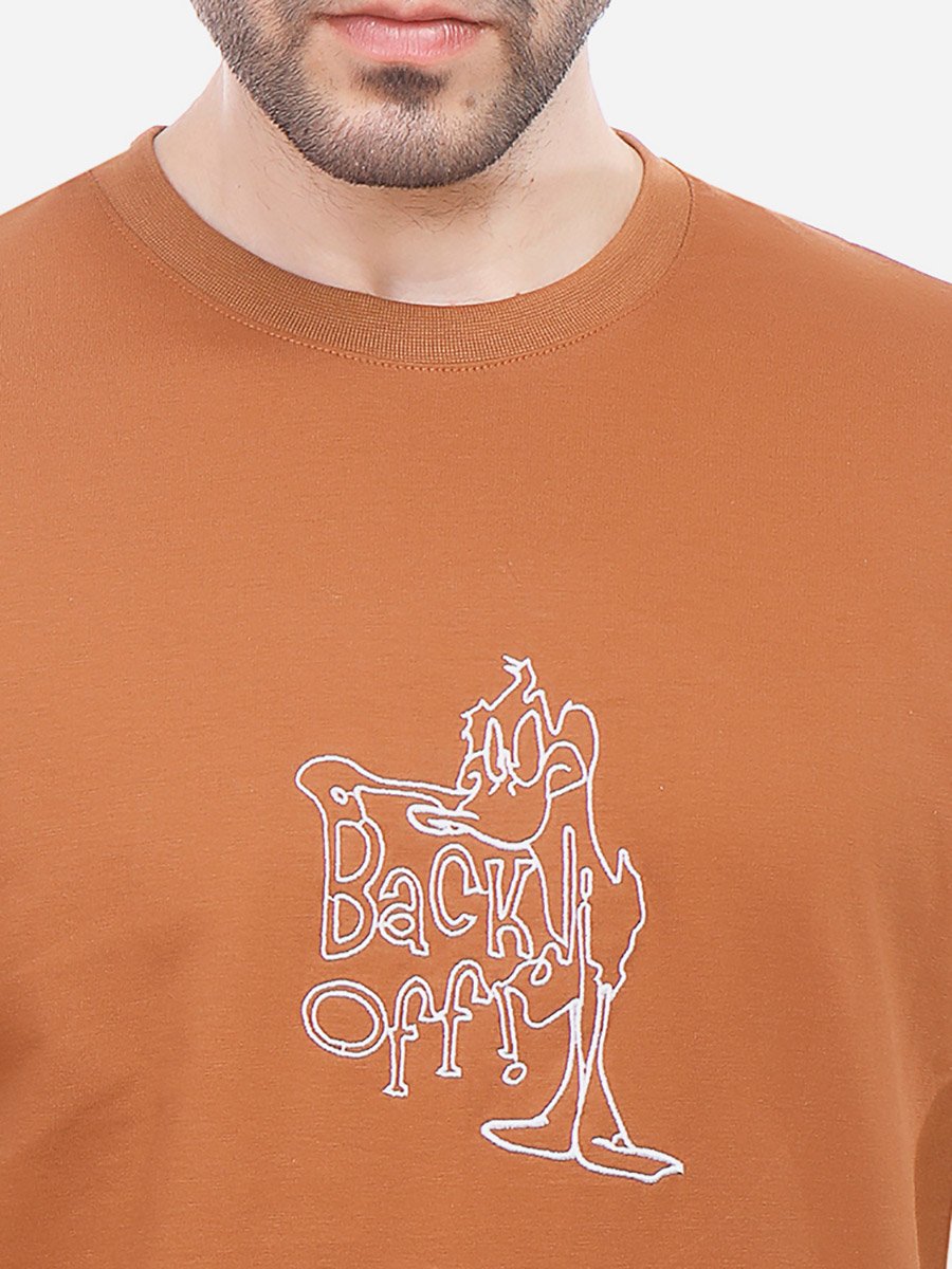 Men Brown Slim Fit Crew Neck T-Shirt