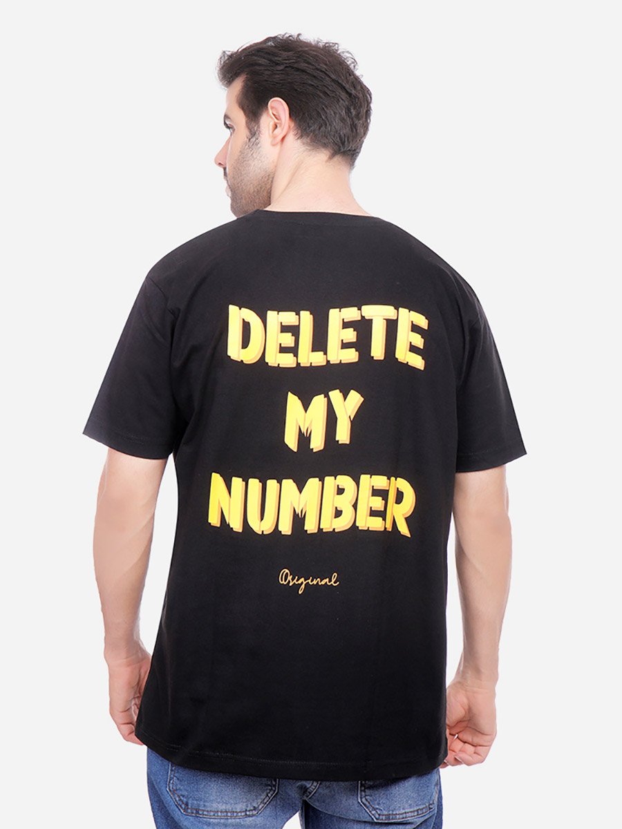 Men Black Oversized Slogan Print T-Shirt
