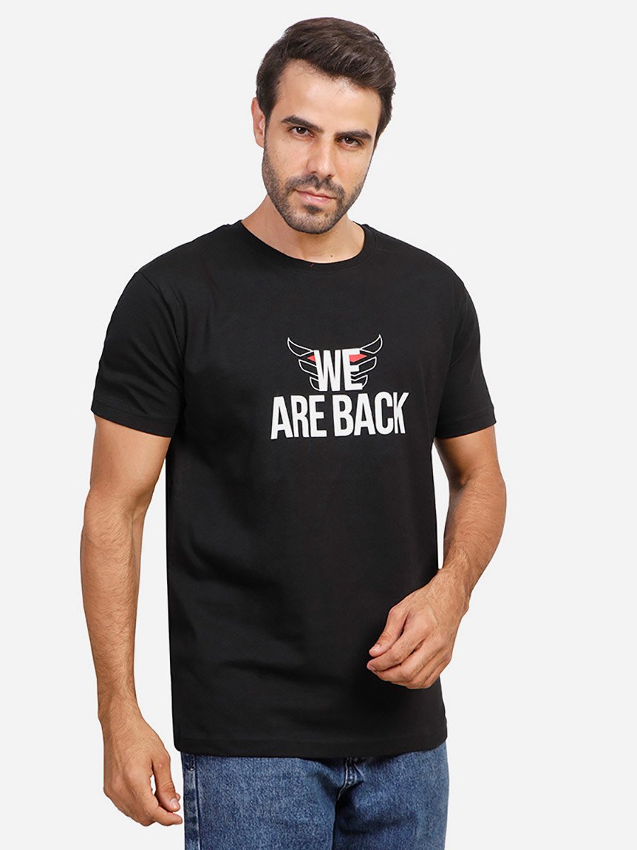 Men Black Graphic Print Crew Neck T-Shirt