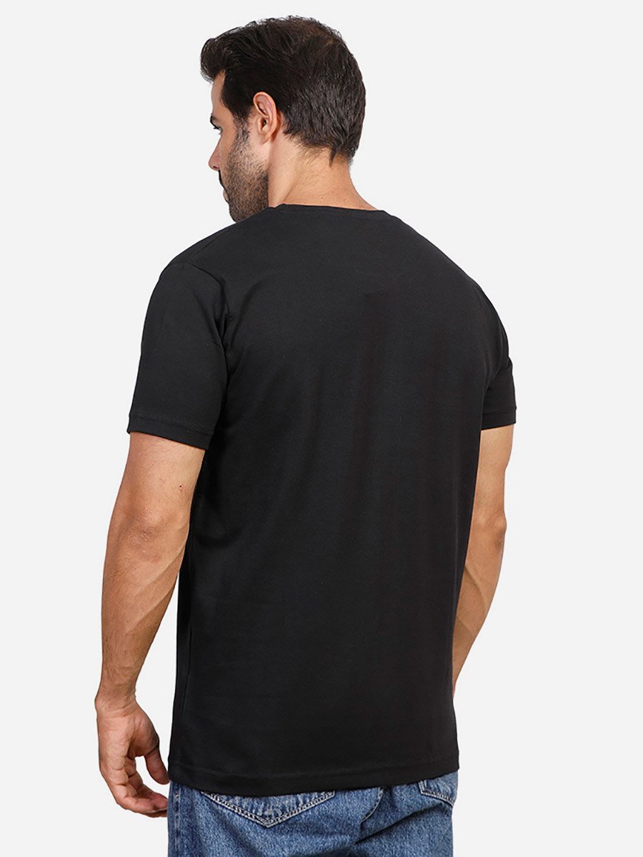 Men Black Graphic Print Crew Neck T-Shirt