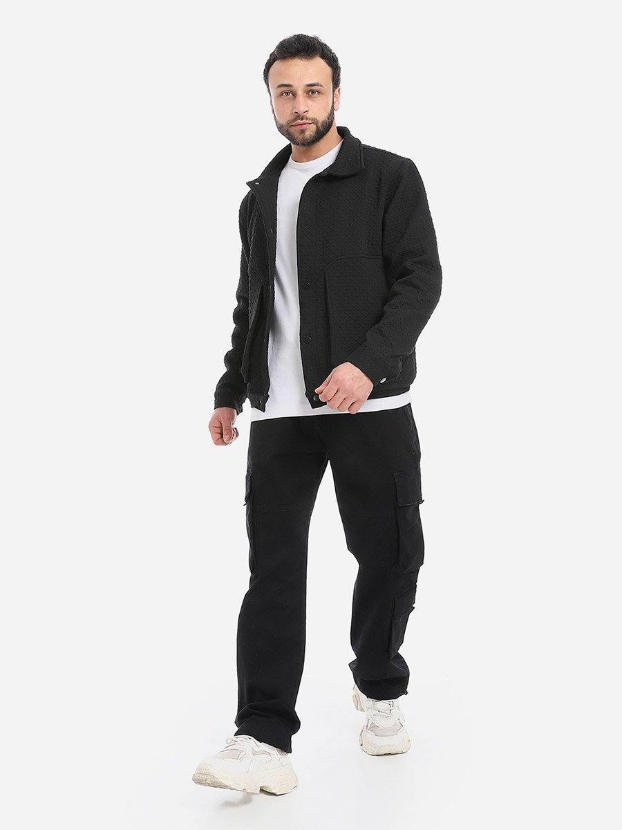 Men Black Relaxed Fit Cargo Pants