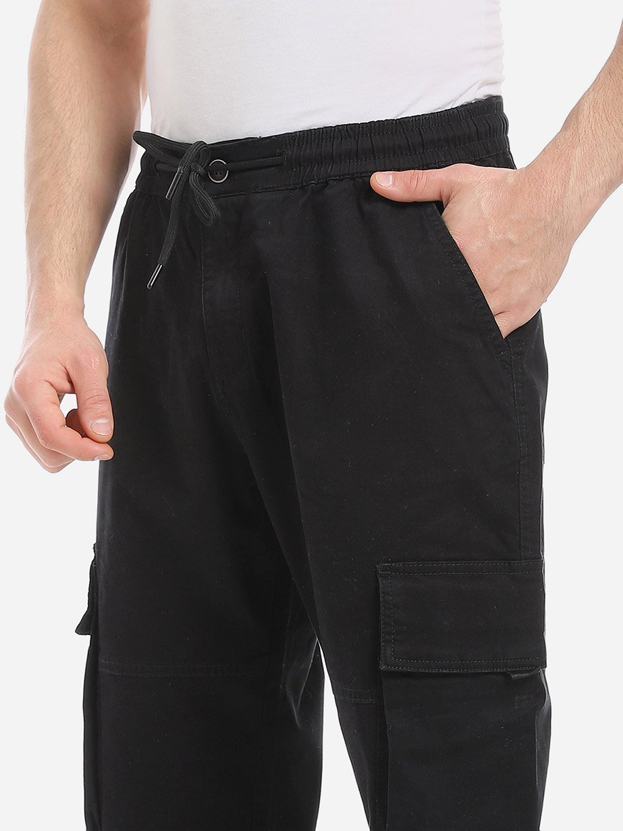 Men Black Relaxed Fit Cargo Pants
