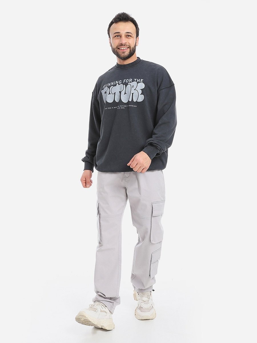 Men Grey Relaxed Fit Cargo Pants