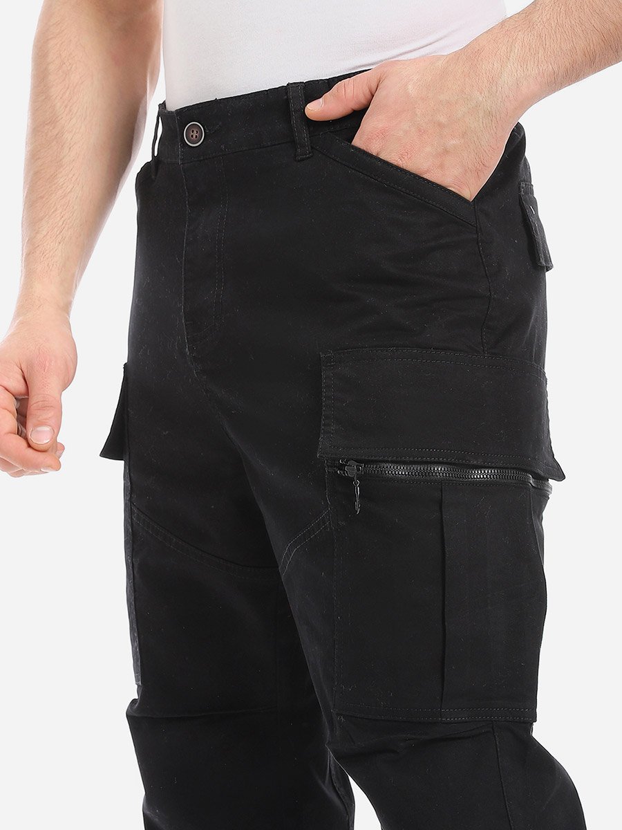 Men Black Cargo Pants