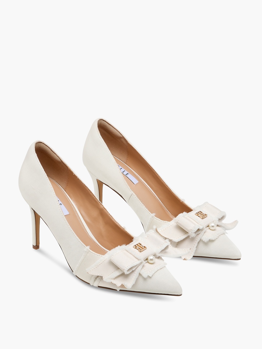 Women Bow Accent Slip-On Pumps with Stiletto Heels