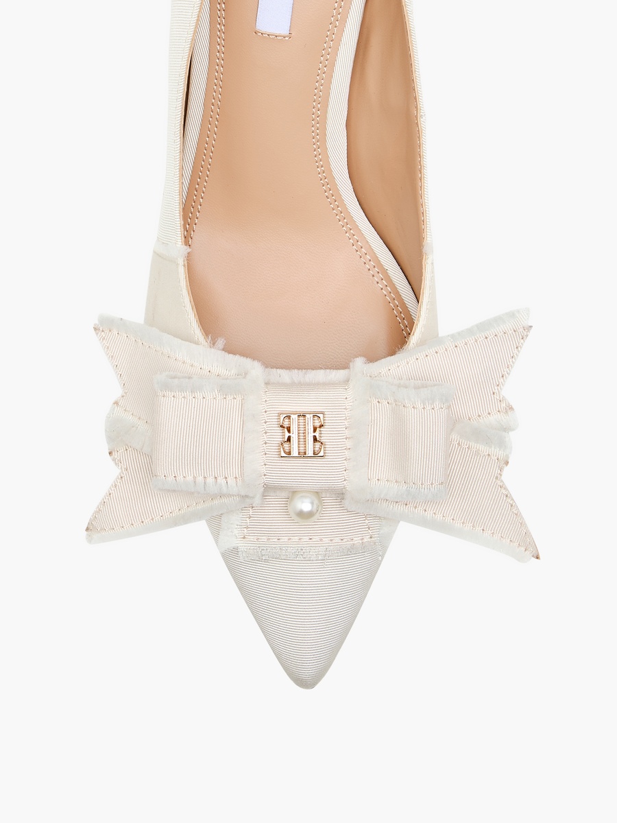 Women Bow Accent Slip-On Pumps with Stiletto Heels