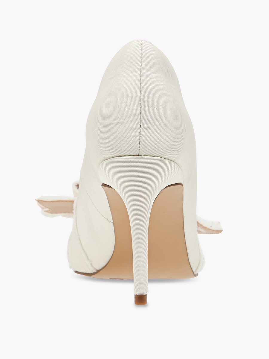 Women Bow Accent Slip-On Pumps with Stiletto Heels