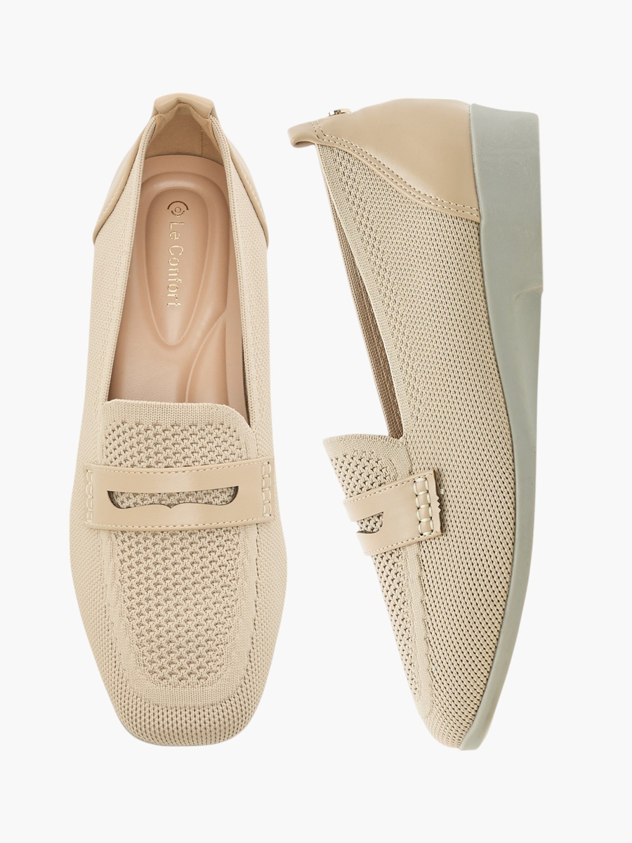 Flyknit Textured Slip-On Loafers with Platform Heels