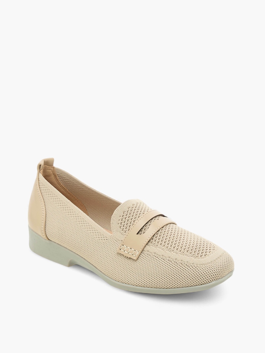 Flyknit Textured Slip-On Loafers with Platform Heels