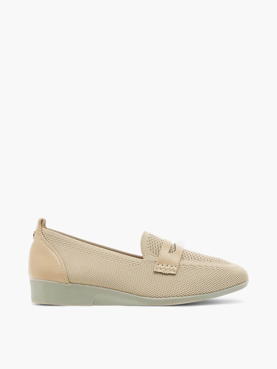 Flyknit Textured Slip-On Loafers with Platform Heels