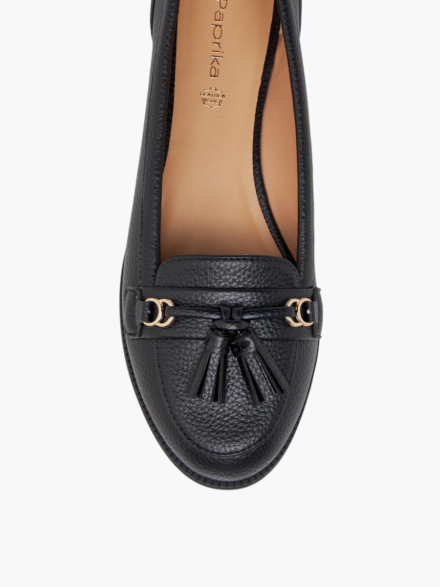 Textured Slip-On Loafers with Tassel Detail