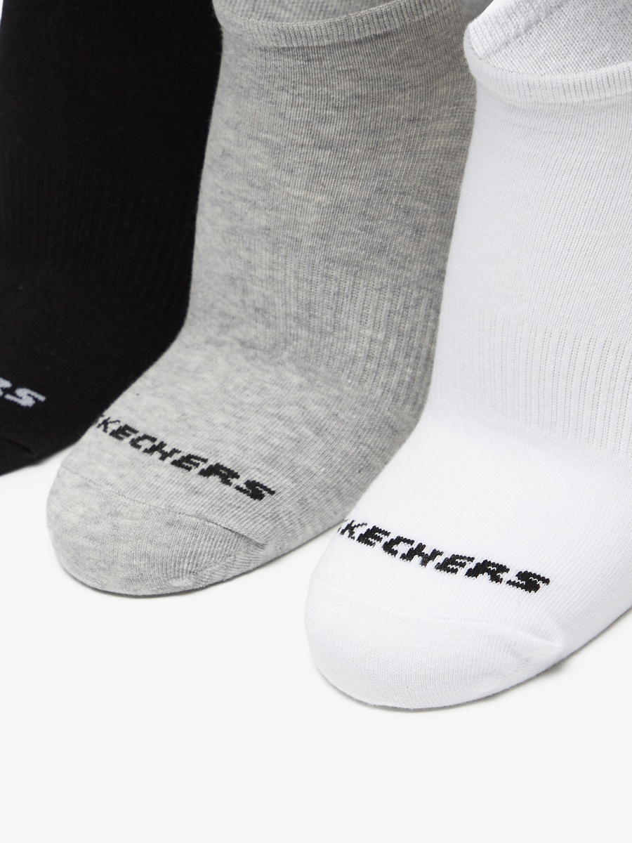 Logo Print No Show Sports Socks - Set of 3