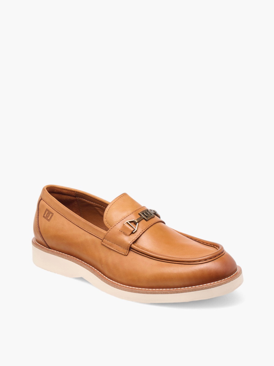Men Solid Slip-On Loafers with Metal Accent