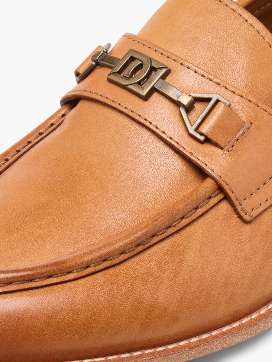 Men Solid Slip-On Loafers with Metal Accent