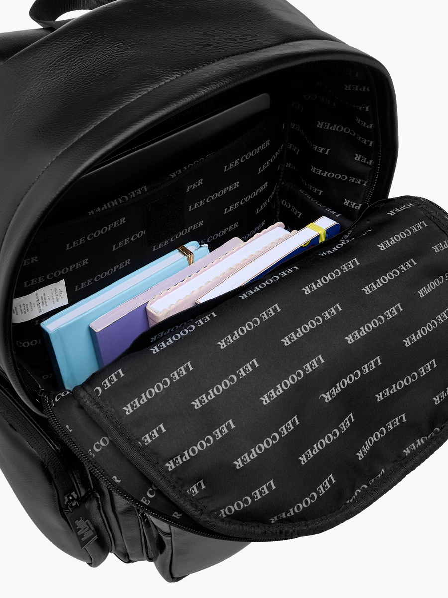 Logo Detail Backpack with Adjustable Straps and Zip Closure - 32x45 cm