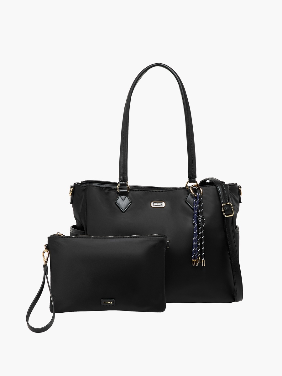 Solid Tote Bag and Pouch Set