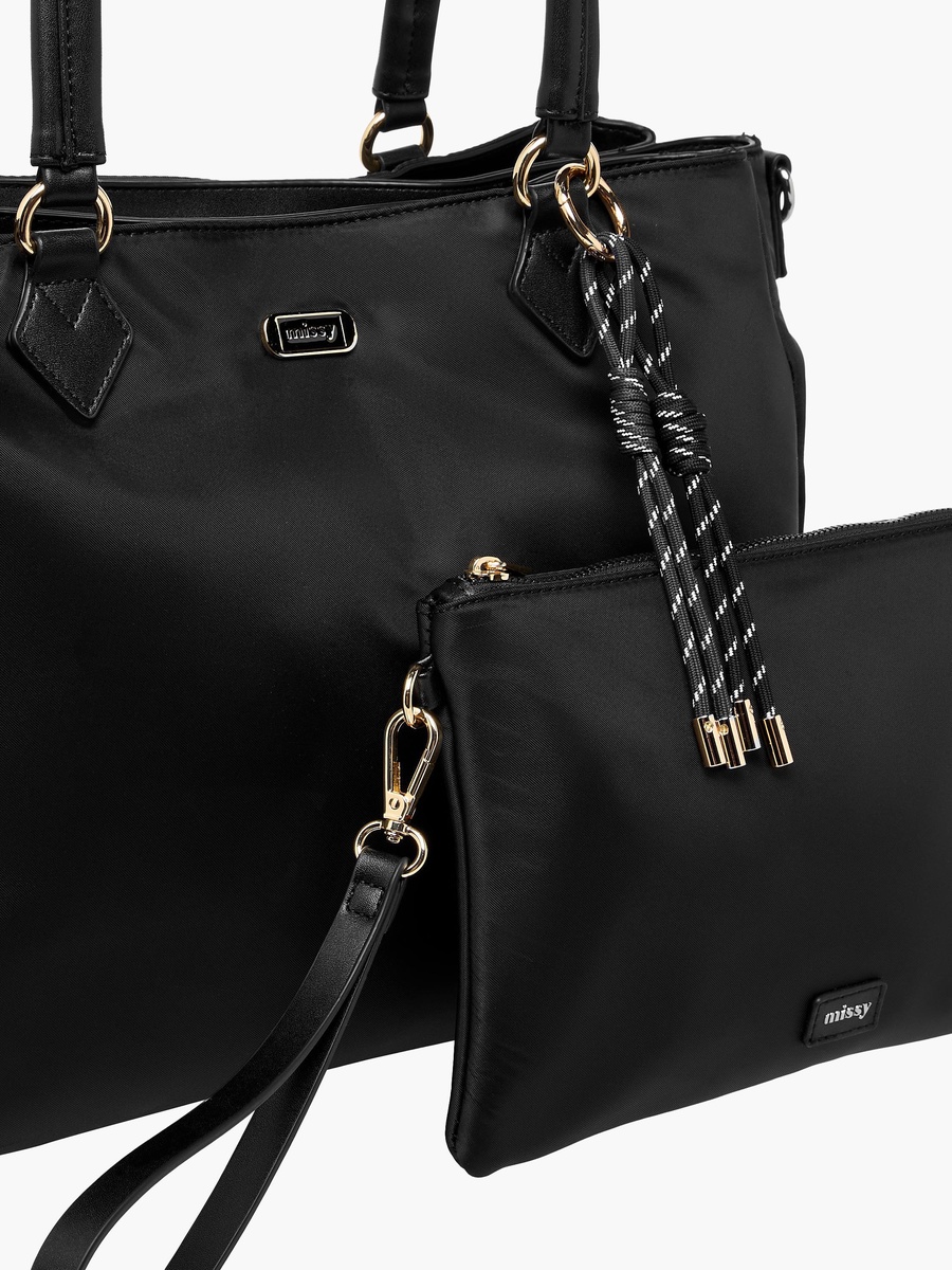 Solid Tote Bag and Pouch Set
